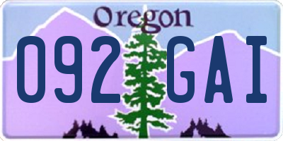 OR license plate 092GAI