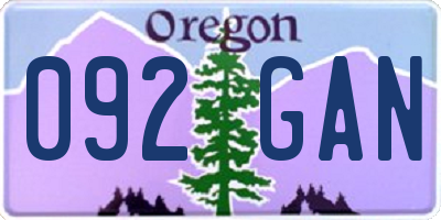 OR license plate 092GAN