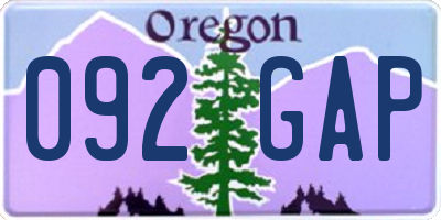 OR license plate 092GAP
