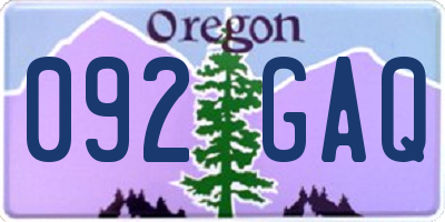 OR license plate 092GAQ