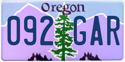 OR license plate 092GAR