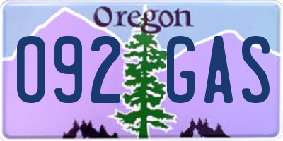 OR license plate 092GAS
