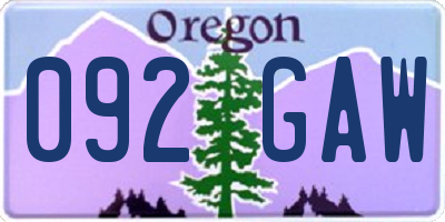 OR license plate 092GAW