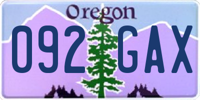 OR license plate 092GAX