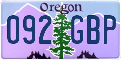 OR license plate 092GBP