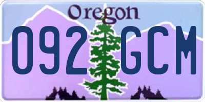 OR license plate 092GCM
