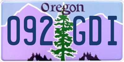 OR license plate 092GDI
