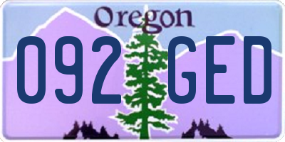 OR license plate 092GED