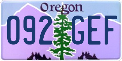 OR license plate 092GEF