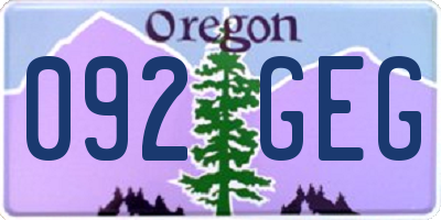 OR license plate 092GEG