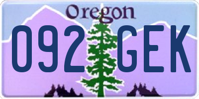 OR license plate 092GEK