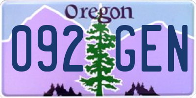OR license plate 092GEN
