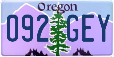 OR license plate 092GEY