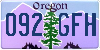 OR license plate 092GFH