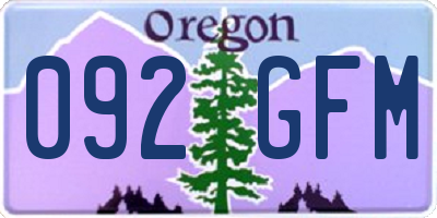 OR license plate 092GFM