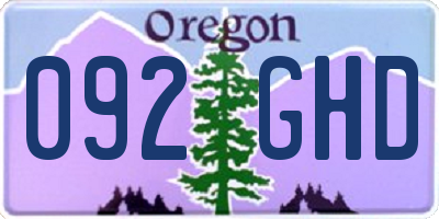 OR license plate 092GHD