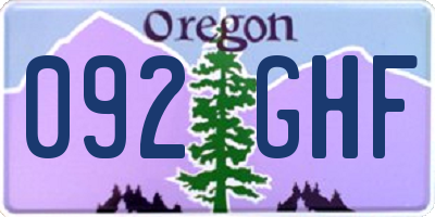 OR license plate 092GHF