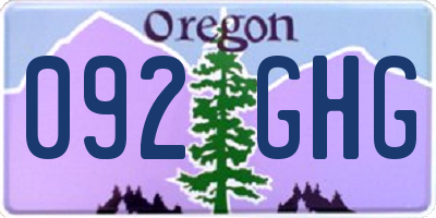 OR license plate 092GHG