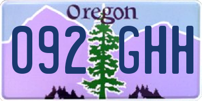 OR license plate 092GHH