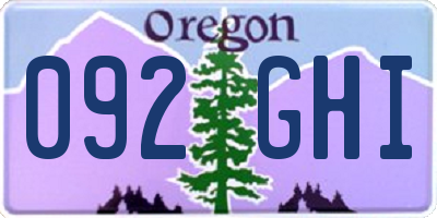 OR license plate 092GHI
