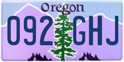 OR license plate 092GHJ