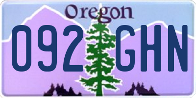 OR license plate 092GHN