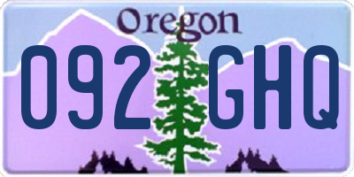 OR license plate 092GHQ