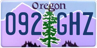 OR license plate 092GHZ