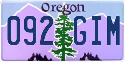 OR license plate 092GIM