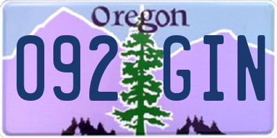 OR license plate 092GIN
