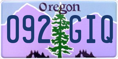 OR license plate 092GIQ