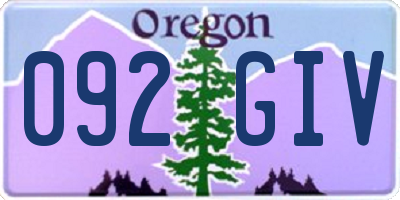 OR license plate 092GIV
