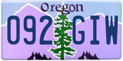 OR license plate 092GIW