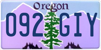 OR license plate 092GIY