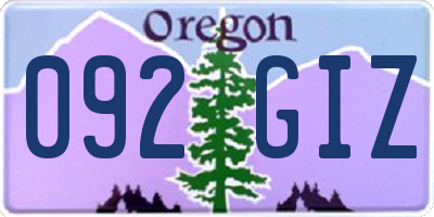 OR license plate 092GIZ