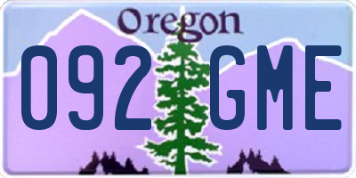 OR license plate 092GME