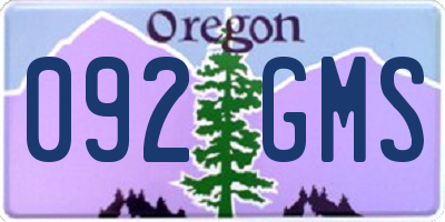 OR license plate 092GMS