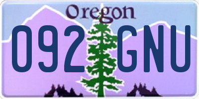 OR license plate 092GNU