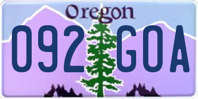 OR license plate 092GOA