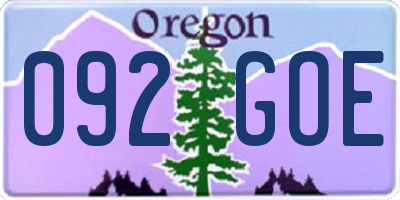 OR license plate 092GOE