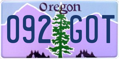 OR license plate 092GOT