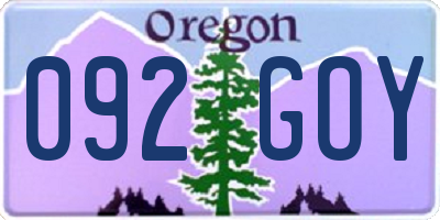 OR license plate 092GOY