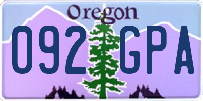 OR license plate 092GPA
