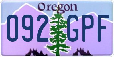 OR license plate 092GPF