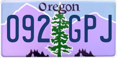 OR license plate 092GPJ