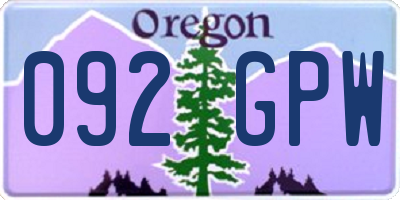 OR license plate 092GPW