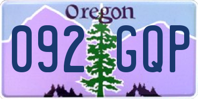 OR license plate 092GQP