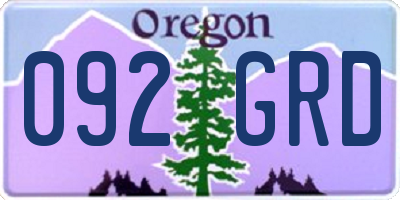 OR license plate 092GRD