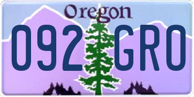 OR license plate 092GRO