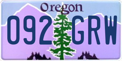 OR license plate 092GRW